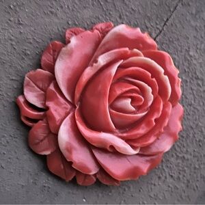 Vintage Red Rose Brooch